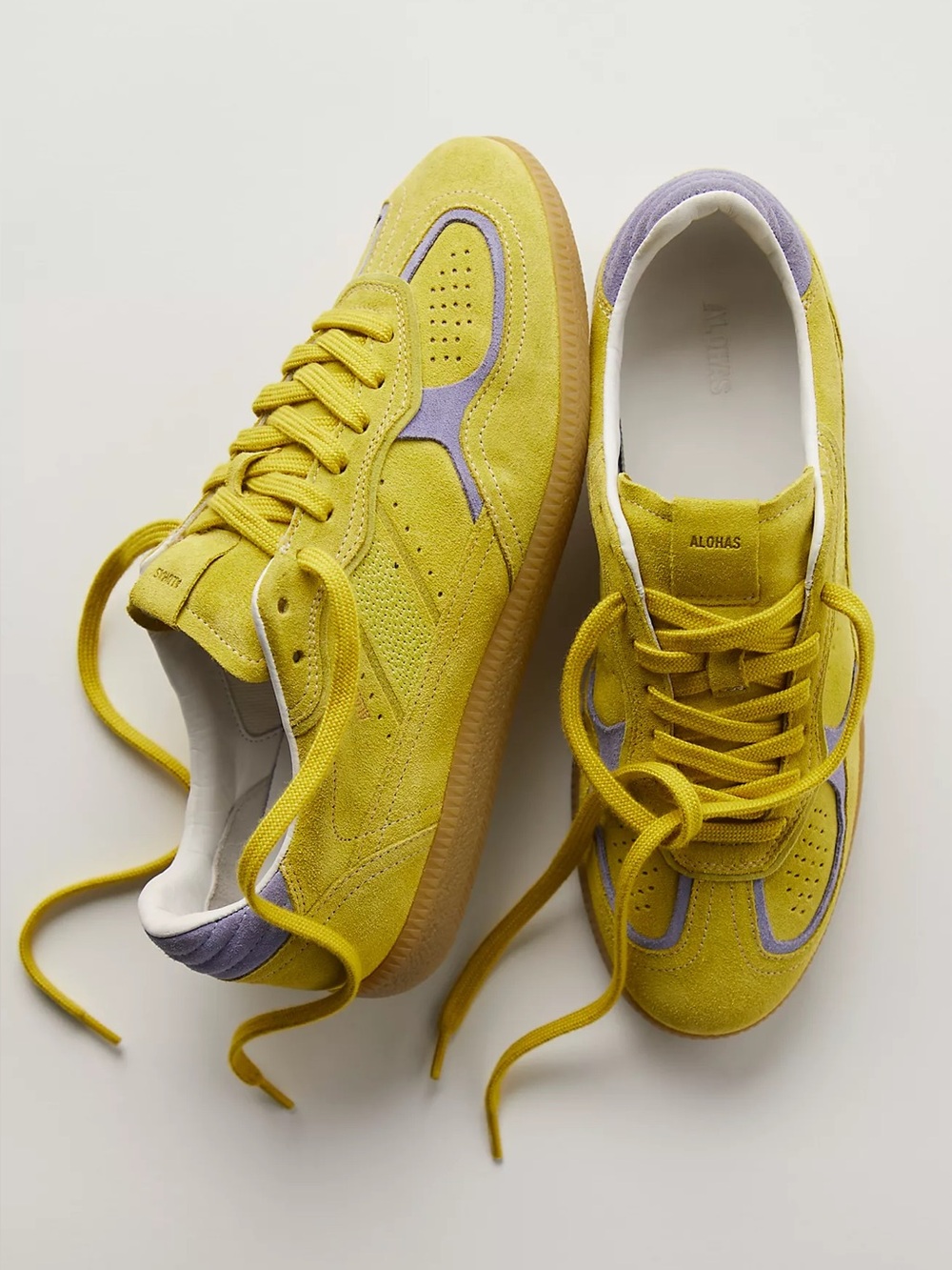 ALOHAS Green Suede Sneakers with Lavender Accents